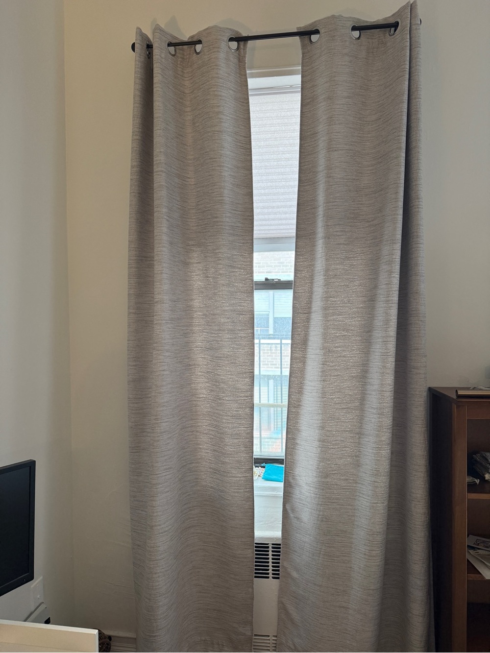 Neutral Gray Textured Grommet Curtain Panel - Home Accents